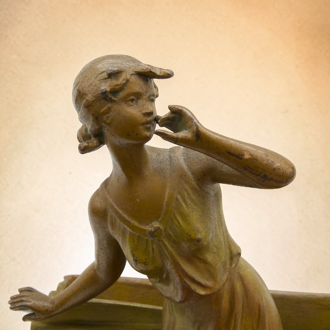 émile-joseph-nestor Carlier - Art Nouveau Ticket Holder - France, Late 19th Century-photo-3